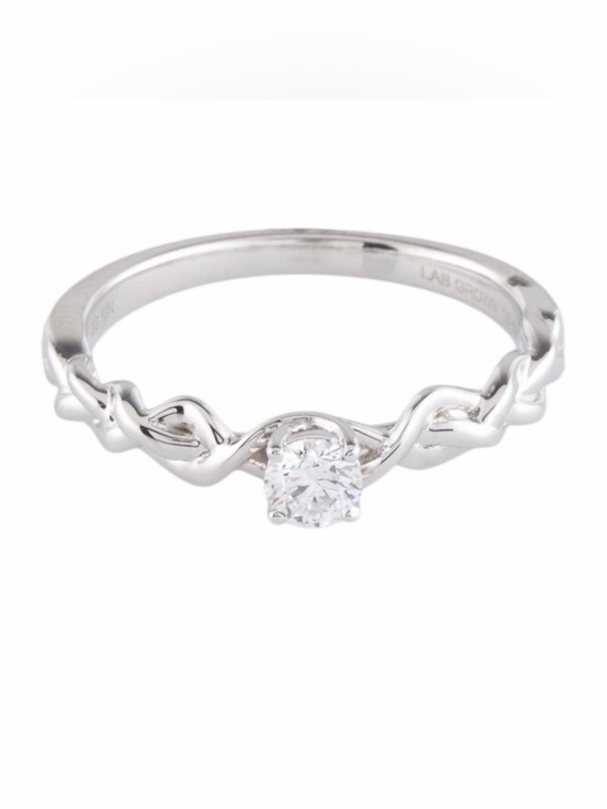 Jewelry - 10K White Gold Lab Grown Diamond Ring 0.20 CT Round Size 7 Twisted Band